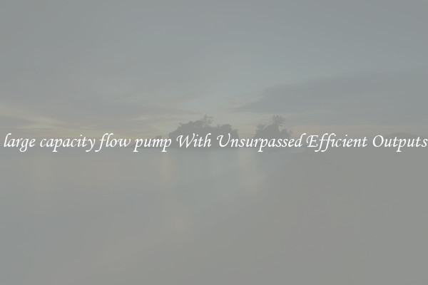 large capacity flow pump With Unsurpassed Efficient Outputs