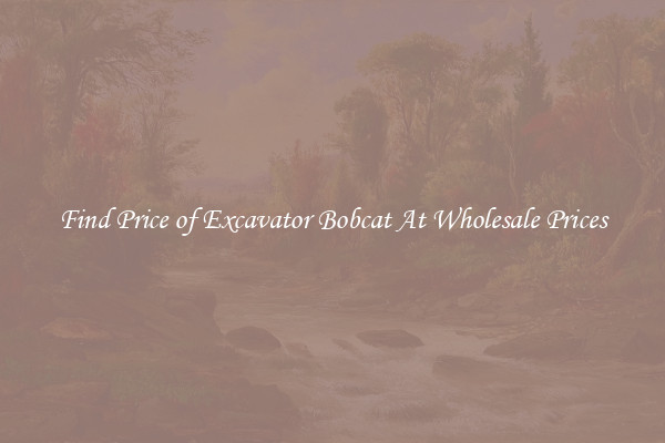 Find Price of Excavator Bobcat At Wholesale Prices